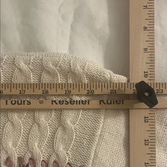 Shenanigans Cream Floral Design and Pearls Crew Neck Knit Sweater, Small - Picture 6 of 8